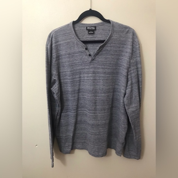 MICHAEL Michael Kors Mens Cotton Space Dye Grey Long Sleeve Henley Sweater XL - Picture 2 of 12
